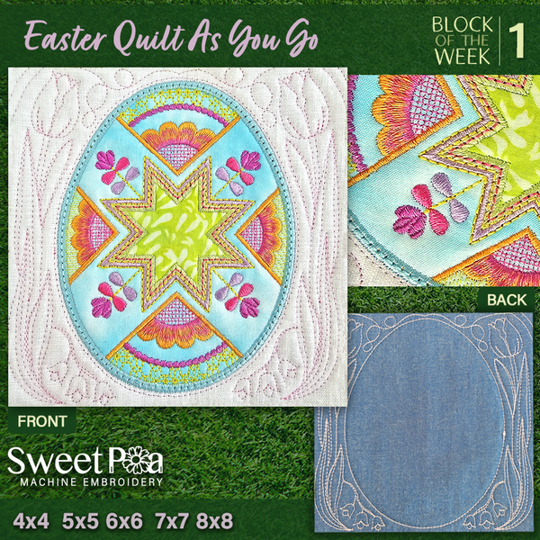 BOW Easter Quilt As You Go - Block 1