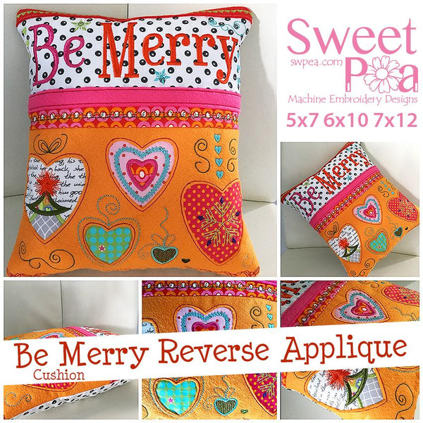 Be Merry Reverse Applique Cushion 5x7 6x10 7x12 - Sweet Pea Australia In the hoop machine embroidery designs. in the hoop project, in the hoop embroidery designs, craft in the hoop project, diy in the hoop project, diy craft in the hoop project, in the hoop embroidery patterns, design in the hoop patterns, embroidery designs for in the hoop embroidery projects, best in the hoop machine embroidery designs perfect for all hoops and embroidery machines