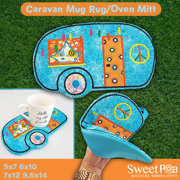 Caravan mugrug oven glove 5x7 6x10 7x12 9.5x14 - Sweet Pea Australia In the hoop machine embroidery designs. in the hoop project, in the hoop embroidery designs, craft in the hoop project, diy in the hoop project, diy craft in the hoop project, in the hoop embroidery patterns, design in the hoop patterns, embroidery designs for in the hoop embroidery projects, best in the hoop machine embroidery designs perfect for all hoops and embroidery machines