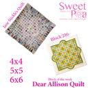 Dear Allison quilt block 216 in the 4x4 5x5 6x6 - Sweet Pea Australia In the hoop machine embroidery designs. in the hoop project, in the hoop embroidery designs, craft in the hoop project, diy in the hoop project, diy craft in the hoop project, in the hoop embroidery patterns, design in the hoop patterns, embroidery designs for in the hoop embroidery projects, best in the hoop machine embroidery designs perfect for all hoops and embroidery machines