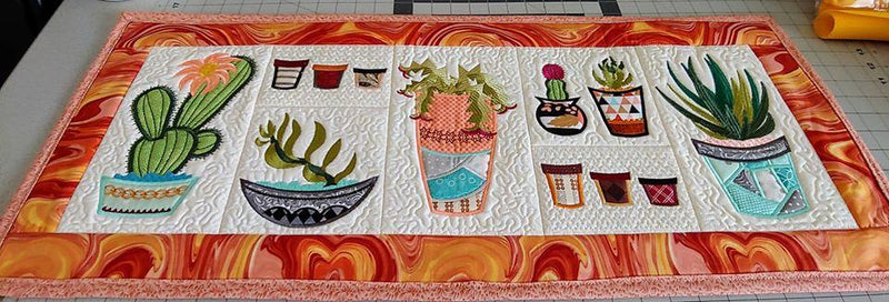 Succulent and Cacti Table Runner 5x7 6x10 8x12 - Sweet Pea Australia In the hoop machine embroidery designs. in the hoop project, in the hoop embroidery designs, craft in the hoop project, diy in the hoop project, diy craft in the hoop project, in the hoop embroidery patterns, design in the hoop patterns, embroidery designs for in the hoop embroidery projects, best in the hoop machine embroidery designs perfect for all hoops and embroidery machines