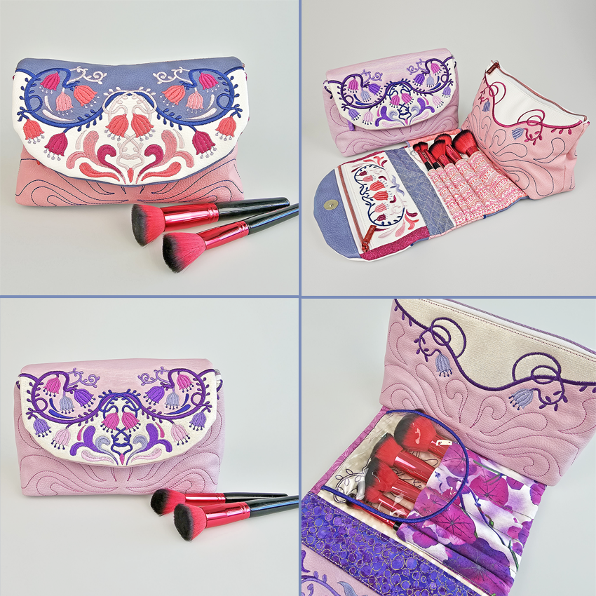 Makeup Brush Cosmetic Bag 7x12 In the hoop machine embroidery designs