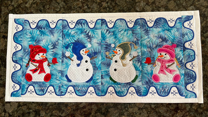 Snowman Family Outing Table Runner 5x7 6x10 7x12