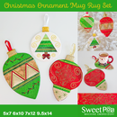Christmas Ornament Mug Rug Set 5x7 6x10 7x12 9.5x14