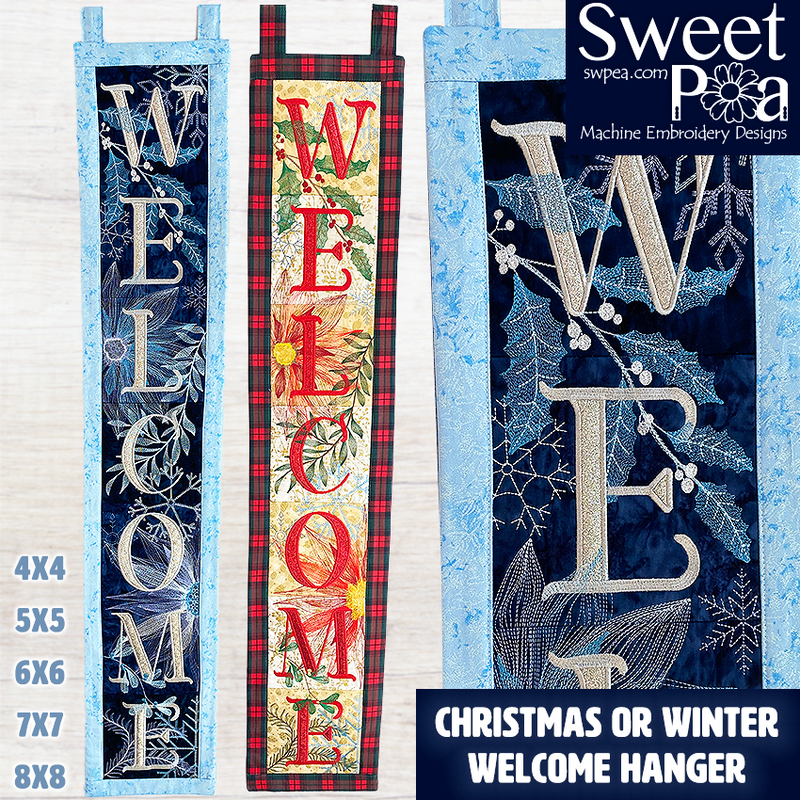 Christmas or Winter Welcome Hanger 4x4 5x5 6x6 7x7 8x8