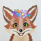 Cute Embroidered Fox With Flowers 5x5 6x6 7x7 8x8