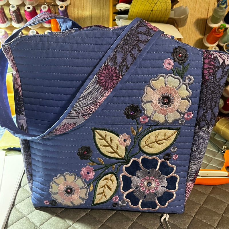 Flourishing Flowers Handbag 6x10 8x12 In the hoop machine embroidery designs