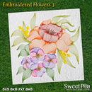 Embroidered Flowers 3 5x5 6x6 7x7 8x8
