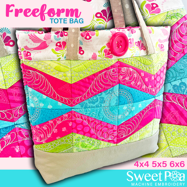 Freeform Tote Bag 4x4 5x5 6x6 In the hoop machine embroidery designs