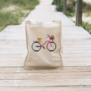 Knitted Bicycle with Basket Embroidery on tote bag