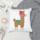 Knitted Christmas Llama Embroidery pillow