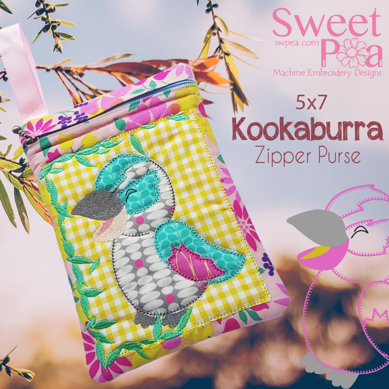 Kookaburra Purse 5x7 In the hoop machine embroidery designs