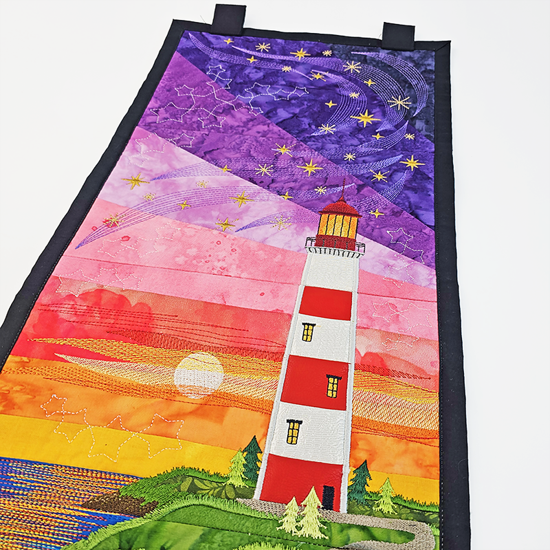 lighthouse scene hanger machine embroidery design