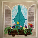 Flowering Window Box Quilt 5x7 6x10 7x12 In the hoop machine embroidery designs