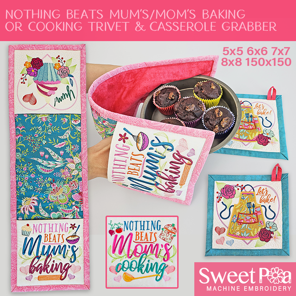 Nothing Beats Mum’s or Mom’s Baking or Cooking - Trivet & Casserole Grabber Set