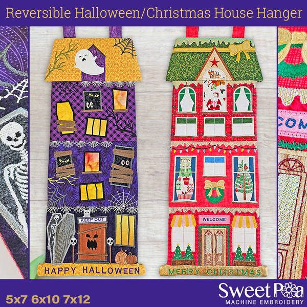 Reversible Halloween Christmas House Hanger