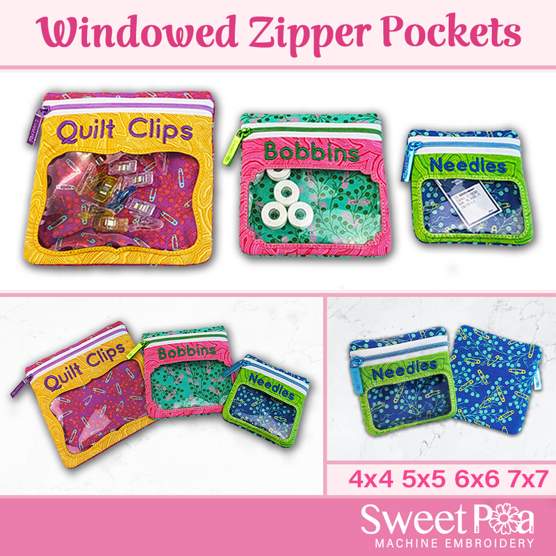 Windowed Zipper Pockets 4x4 5x5 6x6 7x7