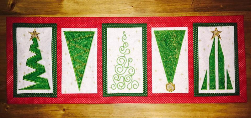 Christmas Tree Table Runner 5x7 6x10 8x12 - Sweet Pea Australia In the hoop machine embroidery designs. in the hoop project, in the hoop embroidery designs, craft in the hoop project, diy in the hoop project, diy craft in the hoop project, in the hoop embroidery patterns, design in the hoop patterns, embroidery designs for in the hoop embroidery projects, best in the hoop machine embroidery designs perfect for all hoops and embroidery machines