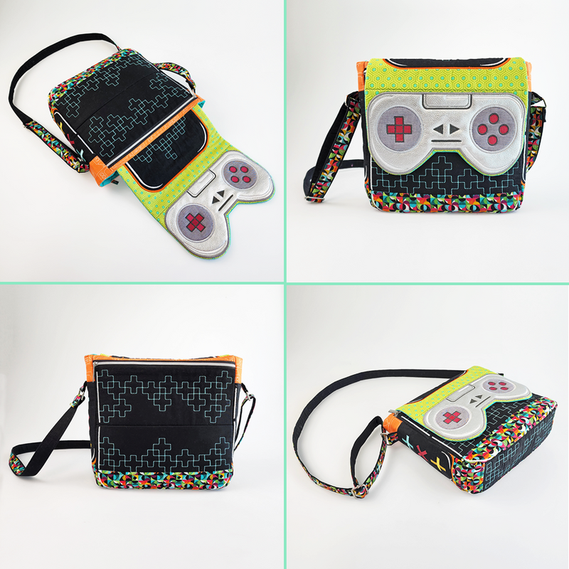 Game Controller Messenger Bag 6x10 7x12 In the hoop machine embroidery designs