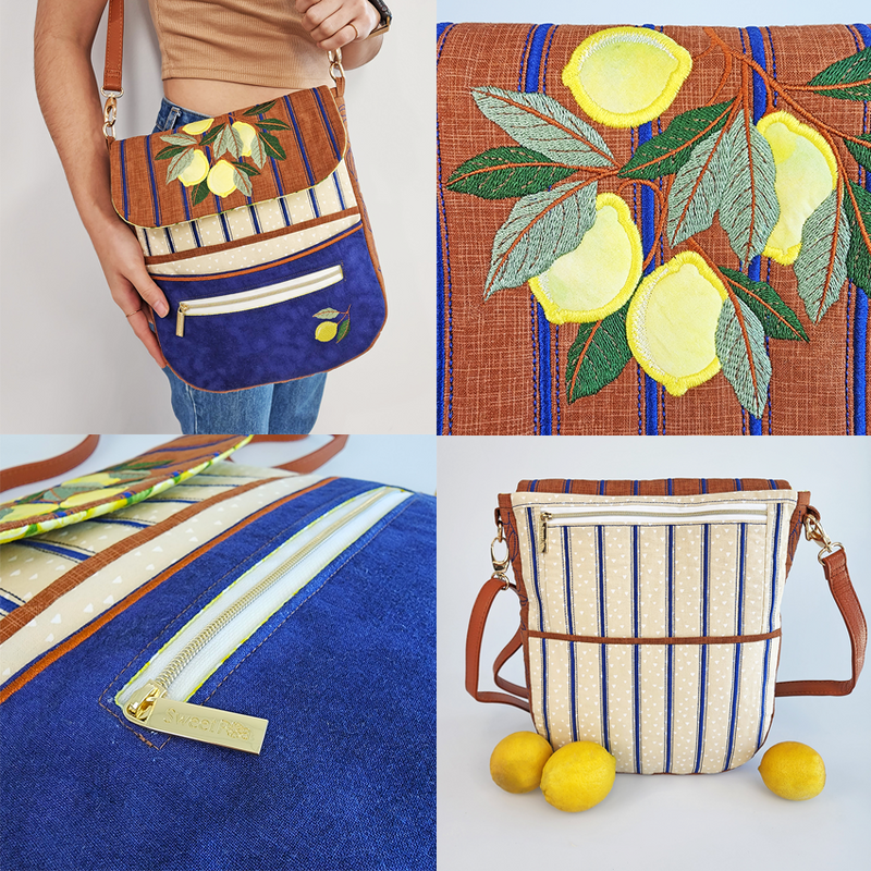 Lemon Lane Bag Set In the hoop machine embroidery designs