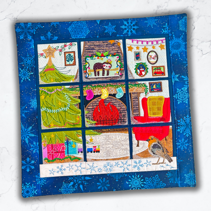 Cosy Christmas Scene 4x4 5x5 6x6 7x7 8x8 In the hoop machine embroidery designs