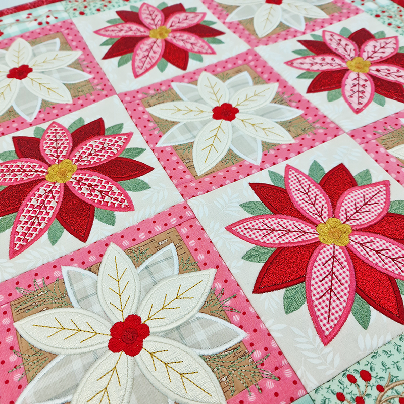 Poinsettia Blocks/Quilt 4x4 5x5 6x6 7x7 - Sweet Pea Australia In the hoop machine embroidery designs. in the hoop project, in the hoop embroidery designs, craft in the hoop project, diy in the hoop project, diy craft in the hoop project, in the hoop embroidery patterns, design in the hoop patterns, embroidery designs for in the hoop embroidery projects, best in the hoop machine embroidery designs perfect for all hoops and embroidery machines