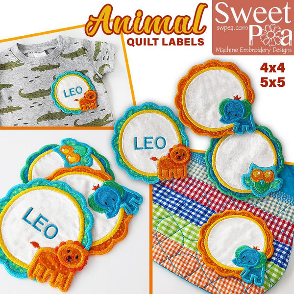 Animal Quilt Labels 4x4 5x5 - Sweet Pea Australia In the hoop machine embroidery designs. in the hoop project, in the hoop embroidery designs, craft in the hoop project, diy in the hoop project, diy craft in the hoop project, in the hoop embroidery patterns, design in the hoop patterns, embroidery designs for in the hoop embroidery projects, best in the hoop machine embroidery designs perfect for all hoops and embroidery machines