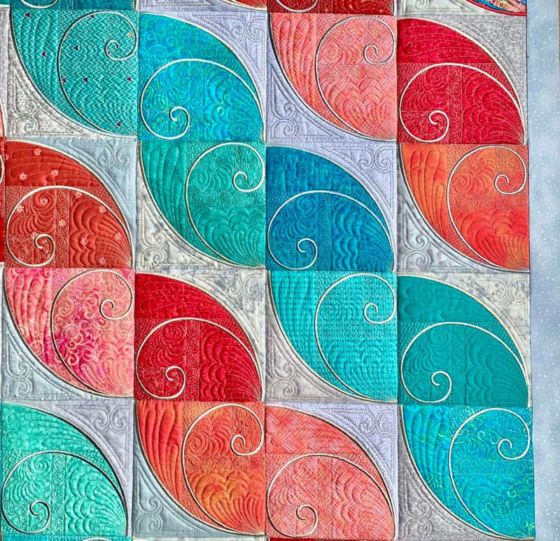 Golden Spiral Quilt 4x4 5x5 6x6 7x7 8x8 In the hoop machine embroidery designs