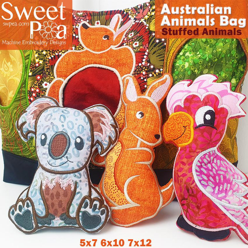 Australian Animal Bag 5x7 6x10 7x12 - Sweet Pea Australia In the hoop machine embroidery designs. in the hoop project, in the hoop embroidery designs, craft in the hoop project, diy in the hoop project, diy craft in the hoop project, in the hoop embroidery patterns, design in the hoop patterns, embroidery designs for in the hoop embroidery projects, best in the hoop machine embroidery designs perfect for all hoops and embroidery machines