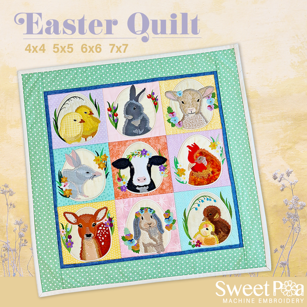 Easter Quilt Bulk Pack 4x4 5x5 6x6 7x7 - Sweet Pea Australia In the hoop machine embroidery designs. in the hoop project, in the hoop embroidery designs, craft in the hoop project, diy in the hoop project, diy craft in the hoop project, in the hoop embroidery patterns, design in the hoop patterns, embroidery designs for in the hoop embroidery projects, best in the hoop machine embroidery designs perfect for all hoops and embroidery machines