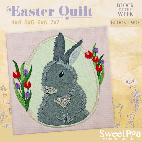 BOW Easter Quilt - Block 2 - Sweet Pea Australia In the hoop machine embroidery designs. in the hoop project, in the hoop embroidery designs, craft in the hoop project, diy in the hoop project, diy craft in the hoop project, in the hoop embroidery patterns, design in the hoop patterns, embroidery designs for in the hoop embroidery projects, best in the hoop machine embroidery designs perfect for all hoops and embroidery machines