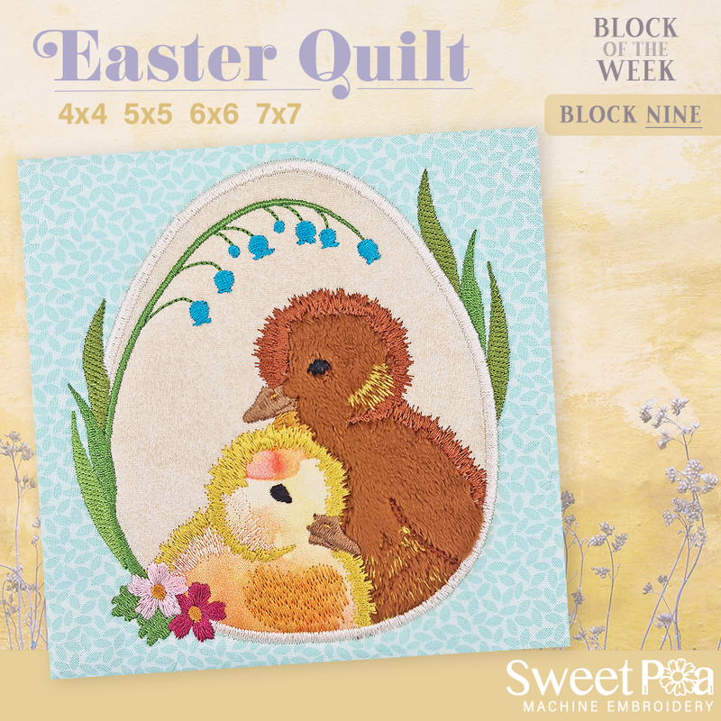 BOW Easter Quilt - Block 9 - Sweet Pea Australia In the hoop machine embroidery designs. in the hoop project, in the hoop embroidery designs, craft in the hoop project, diy in the hoop project, diy craft in the hoop project, in the hoop embroidery patterns, design in the hoop patterns, embroidery designs for in the hoop embroidery projects, best in the hoop machine embroidery designs perfect for all hoops and embroidery machines
