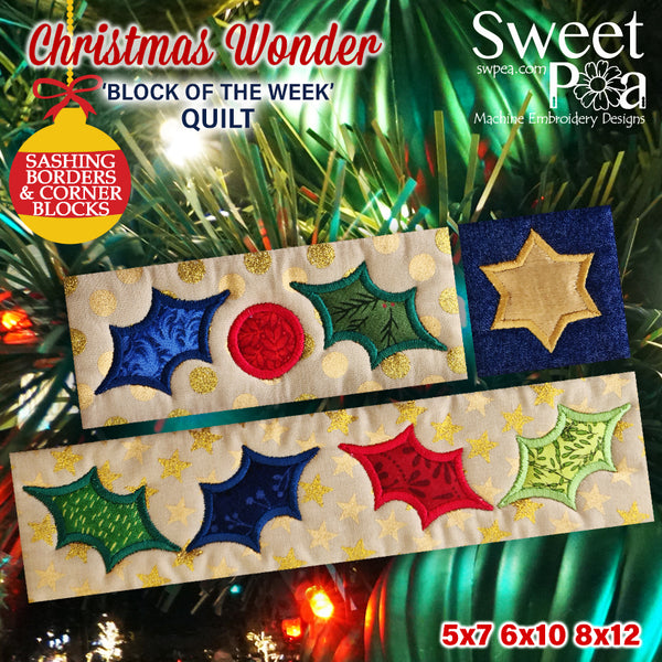 BOW Christmas Wonder Mystery Quilt Sashing, Borders and Corner Blocks - Sweet Pea Australia In the hoop machine embroidery designs. in the hoop project, in the hoop embroidery designs, craft in the hoop project, diy in the hoop project, diy craft in the hoop project, in the hoop embroidery patterns, design in the hoop patterns, embroidery designs for in the hoop embroidery projects, best in the hoop machine embroidery designs perfect for all hoops and embroidery machines