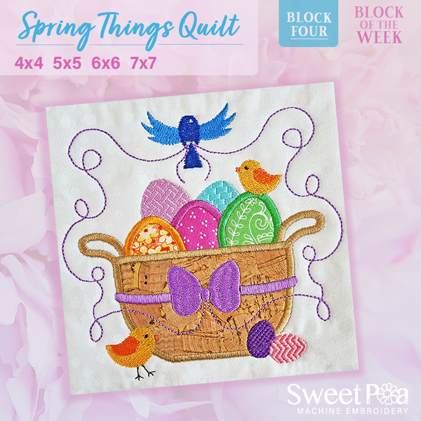 BOW Spring Things Quilt - Block 4 In the hoop machine embroidery designs
