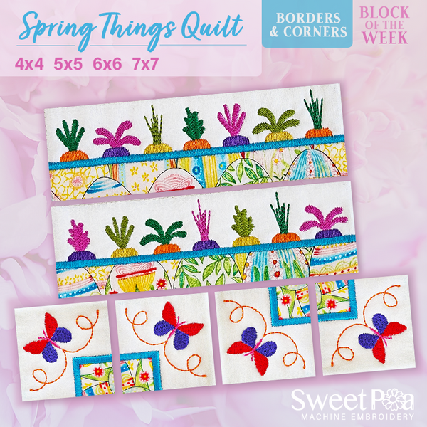 BOW Spring Things Quilt - Borders & Corners In the hoop machine embroidery designs