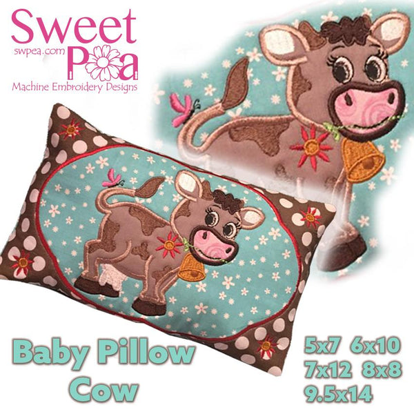 Baby Cow Pillow 5x7 6x10 7x12 8x8 9.5x14 - Sweet Pea Australia In the hoop machine embroidery designs. in the hoop project, in the hoop embroidery designs, craft in the hoop project, diy in the hoop project, diy craft in the hoop project, in the hoop embroidery patterns, design in the hoop patterns, embroidery designs for in the hoop embroidery projects, best in the hoop machine embroidery designs perfect for all hoops and embroidery machines