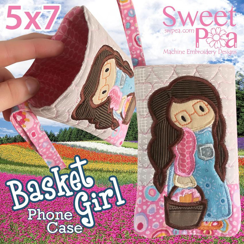 Basket Girl Phone Case 5x7 - Sweet Pea Australia In the hoop machine embroidery designs. in the hoop project, in the hoop embroidery designs, craft in the hoop project, diy in the hoop project, diy craft in the hoop project, in the hoop embroidery patterns, design in the hoop patterns, embroidery designs for in the hoop embroidery projects, best in the hoop machine embroidery designs perfect for all hoops and embroidery machines
