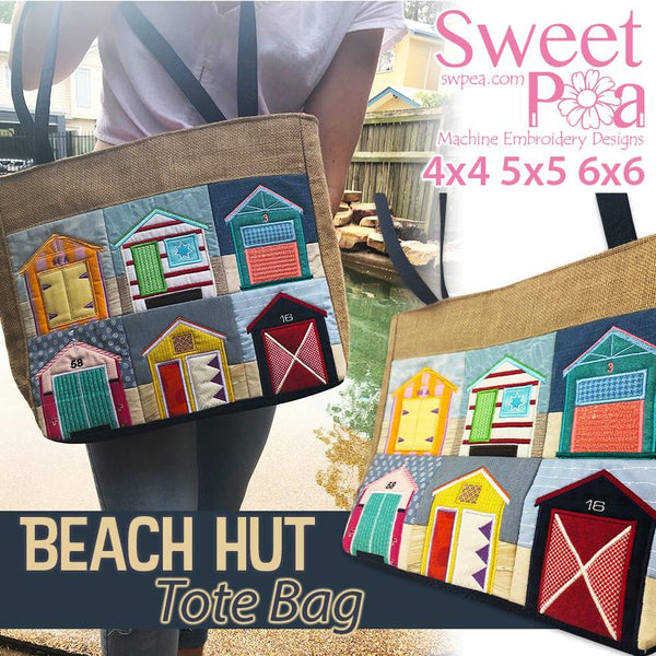 Beach Hut Tote Bag 4x4 5x5 6x6 - Sweet Pea Australia In the hoop machine embroidery designs. in the hoop project, in the hoop embroidery designs, craft in the hoop project, diy in the hoop project, diy craft in the hoop project, in the hoop embroidery patterns, design in the hoop patterns, embroidery designs for in the hoop embroidery projects, best in the hoop machine embroidery designs perfect for all hoops and embroidery machines