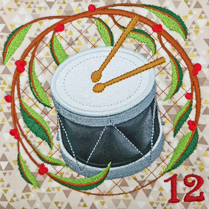 BOW Twelve Days of Christmas Quilt Block 12 - Sweet Pea Australia In the hoop machine embroidery designs. in the hoop project, in the hoop embroidery designs, craft in the hoop project, diy in the hoop project, diy craft in the hoop project, in the hoop embroidery patterns, design in the hoop patterns, embroidery designs for in the hoop embroidery projects, best in the hoop machine embroidery designs perfect for all hoops and embroidery machines