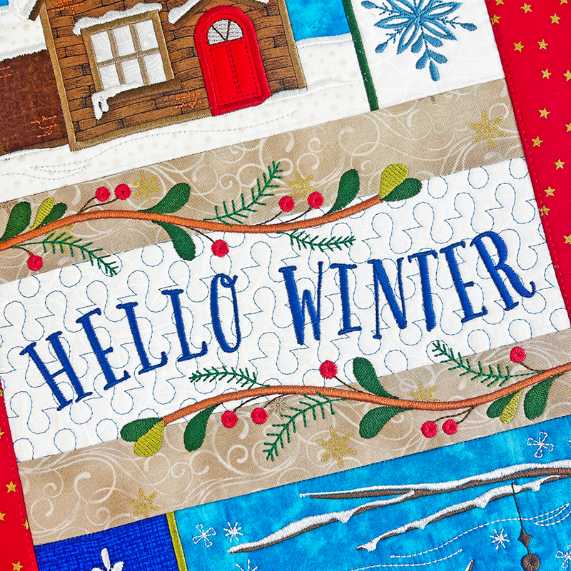 Hello Winter Hanger 5x7 6x10 7x12 In the hoop machine embroidery designs