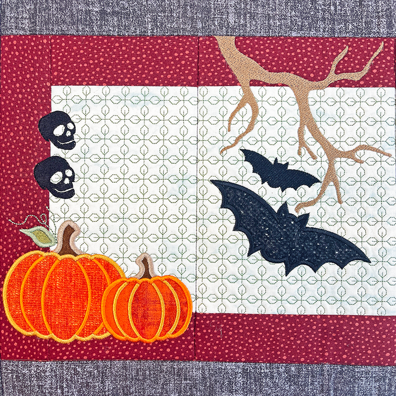 Halloween Bench Pillow 5x7 6x10 7x12 In the hoop machine embroidery designs