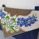 Bluebonnet Clutch Bag 5x7 6x10 7x12 - Sweet Pea Australia In the hoop machine embroidery designs. in the hoop project, in the hoop embroidery designs, craft in the hoop project, diy in the hoop project, diy craft in the hoop project, in the hoop embroidery patterns, design in the hoop patterns, embroidery designs for in the hoop embroidery projects, best in the hoop machine embroidery designs perfect for all hoops and embroidery machines