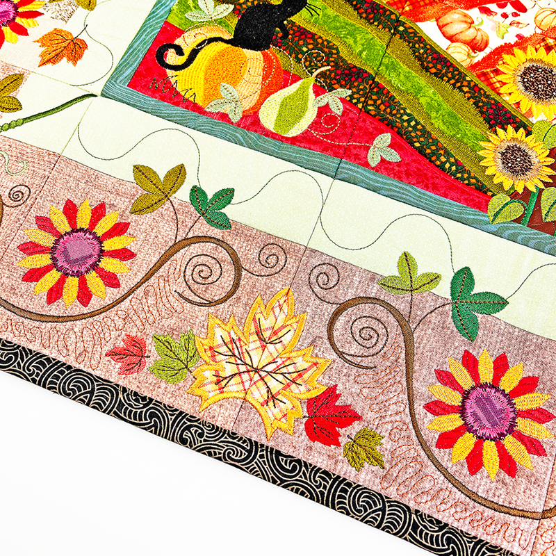 An Autumn Day Quilt 4x4 5x5 6x6 7x7 8x8 In the hoop machine embroidery designs