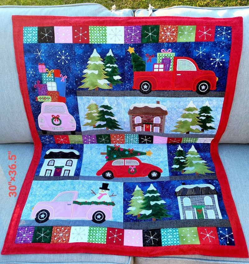 Driving Home For Christmas Quilt 4x4 5x5 6x6 7x7 - Sweet Pea Australia In the hoop machine embroidery designs. in the hoop project, in the hoop embroidery designs, craft in the hoop project, diy in the hoop project, diy craft in the hoop project, in the hoop embroidery patterns, design in the hoop patterns, embroidery designs for in the hoop embroidery projects, best in the hoop machine embroidery designs perfect for all hoops and embroidery machines