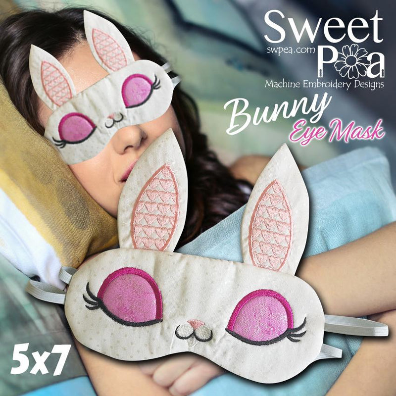 Bunny Eye Mask 5x7 - Sweet Pea Australia In the hoop machine embroidery designs. in the hoop project, in the hoop embroidery designs, craft in the hoop project, diy in the hoop project, diy craft in the hoop project, in the hoop embroidery patterns, design in the hoop patterns, embroidery designs for in the hoop embroidery projects, best in the hoop machine embroidery designs perfect for all hoops and embroidery machines