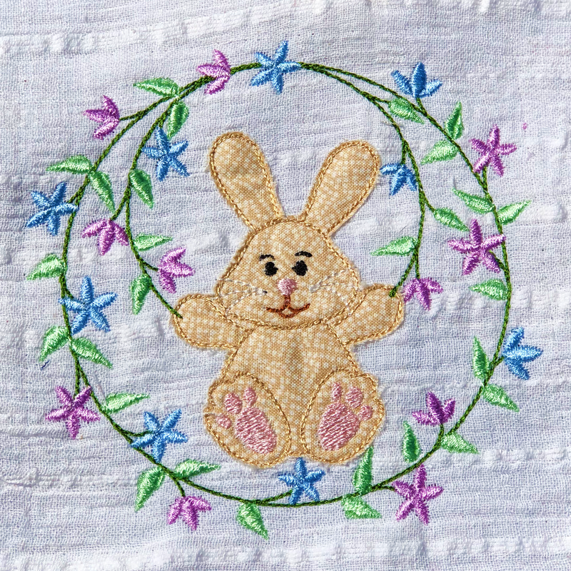 Bunny with Floral Border Applique Design 4x4 5x5 6x6 7x7 - Sweet Pea Australia In the hoop machine embroidery designs. in the hoop project, in the hoop embroidery designs, craft in the hoop project, diy in the hoop project, diy craft in the hoop project, in the hoop embroidery patterns, design in the hoop patterns, embroidery designs for in the hoop embroidery projects, best in the hoop machine embroidery designs perfect for all hoops and embroidery machines