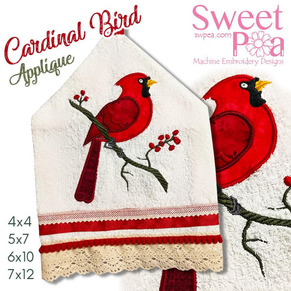 Cardinal Bird Applique 4x4 5x7 6x10 7x12 - Sweet Pea Australia In the hoop machine embroidery designs. in the hoop project, in the hoop embroidery designs, craft in the hoop project, diy in the hoop project, diy craft in the hoop project, in the hoop embroidery patterns, design in the hoop patterns, embroidery designs for in the hoop embroidery projects, best in the hoop machine embroidery designs perfect for all hoops and embroidery machines