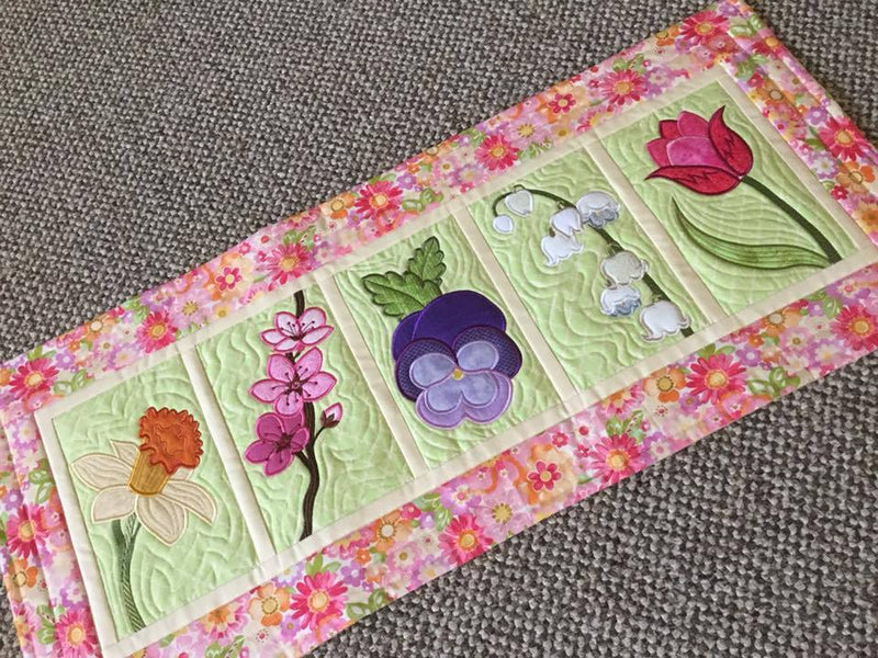 Spring Flowers Table Runner 5x7 6x10 8x12 - Sweet Pea Australia In the hoop machine embroidery designs. in the hoop project, in the hoop embroidery designs, craft in the hoop project, diy in the hoop project, diy craft in the hoop project, in the hoop embroidery patterns, design in the hoop patterns, embroidery designs for in the hoop embroidery projects, best in the hoop machine embroidery designs perfect for all hoops and embroidery machines