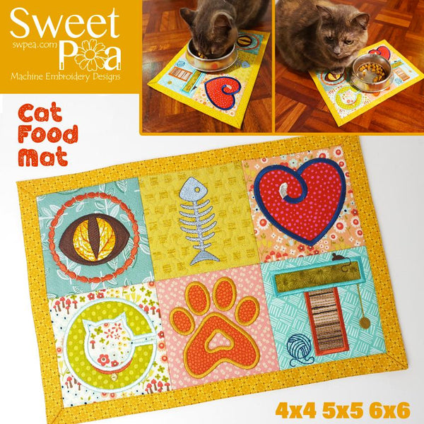 Cat Food Mat 4x4 5x5 6x6 - Sweet Pea Australia In the hoop machine embroidery designs. in the hoop project, in the hoop embroidery designs, craft in the hoop project, diy in the hoop project, diy craft in the hoop project, in the hoop embroidery patterns, design in the hoop patterns, embroidery designs for in the hoop embroidery projects, best in the hoop machine embroidery designs perfect for all hoops and embroidery machines