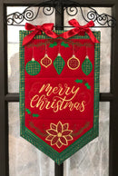 Happy Holidays or Merry Christmas Flag 5x7 6x10 7x12 In the hoop machine embroidery designs